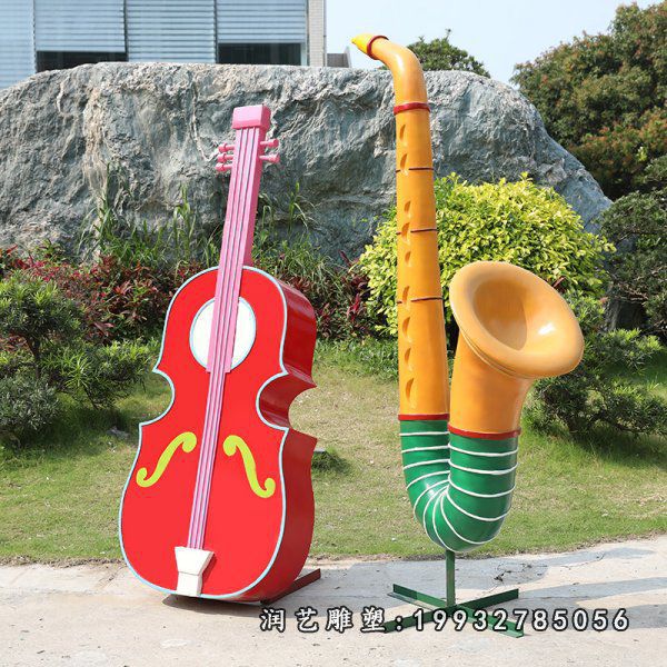 广场玻璃钢大提琴景观雕塑