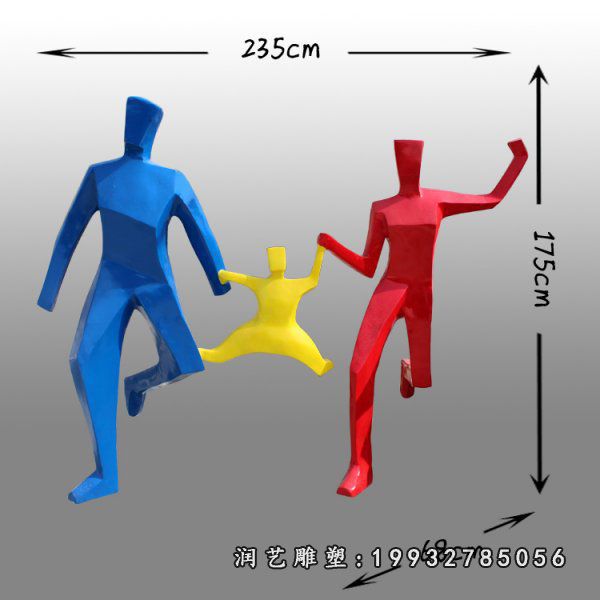 校园玻璃钢抽象跑步人物雕塑