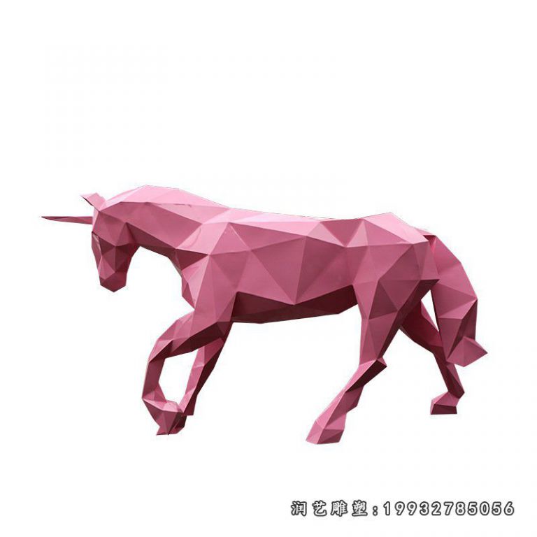 商场玻璃钢几何独角兽动物雕塑
