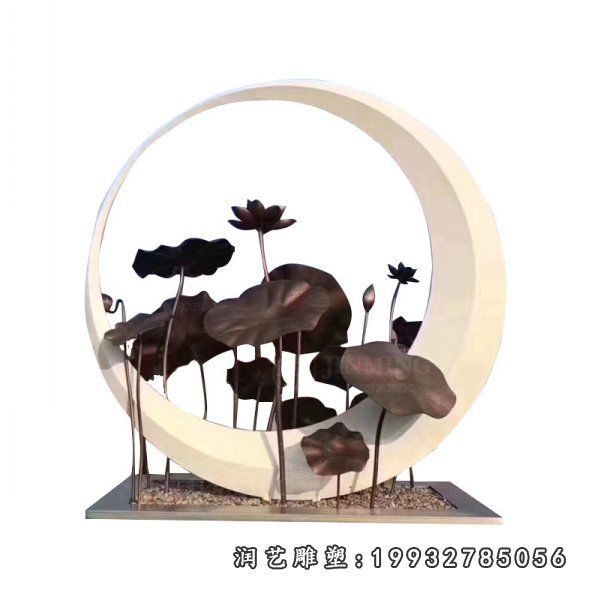 别墅不锈钢荷叶景观雕塑