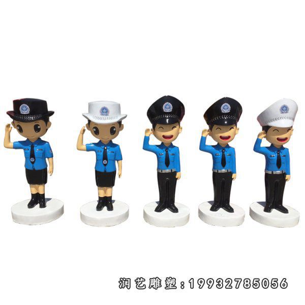景区玻璃钢警察人物雕塑