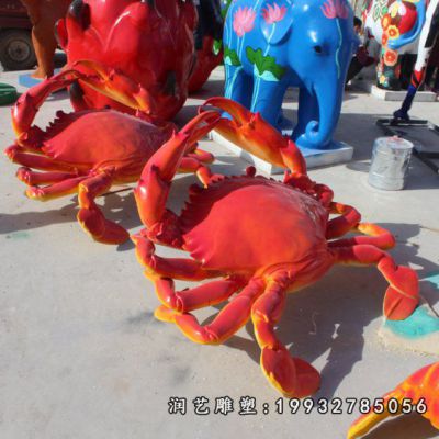 公园玻璃钢螃蟹动物雕塑