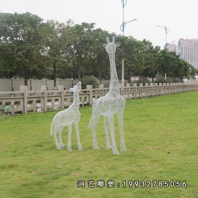不锈钢长颈鹿雕塑  (29)