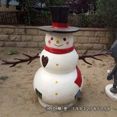 草坪玻璃钢雪人雕塑