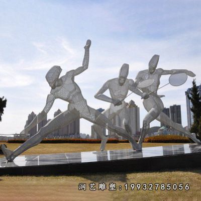 公司不锈钢运动人物雕塑