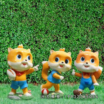 公司玻璃钢松鼠卡通雕塑