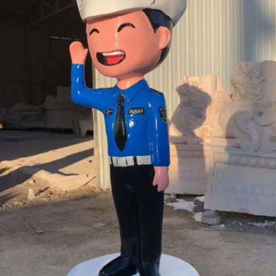 广场玻璃钢警察雕塑
