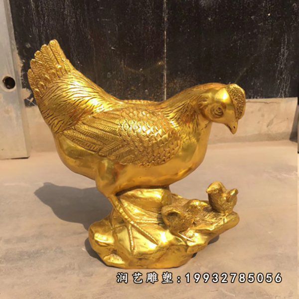 铜雕公园鸡雕塑