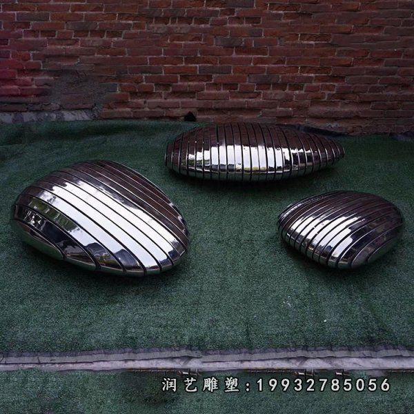 草坪不锈钢鹅卵石雕塑