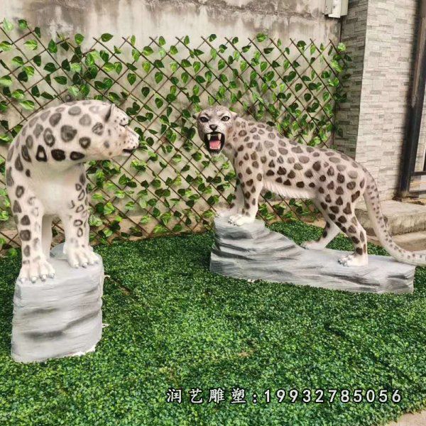 校园玻璃钢豹动物雕塑