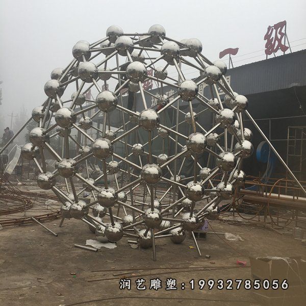 景区不锈钢原子景观雕塑