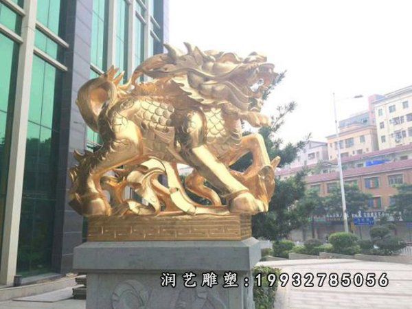 校园麒麟动物铜雕
