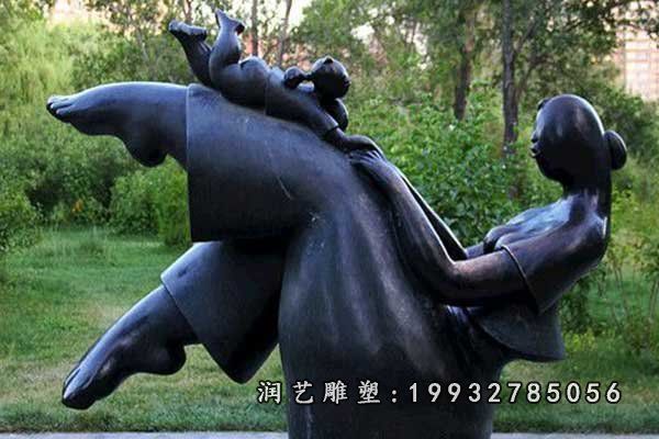 庙宇母子人物铜雕
