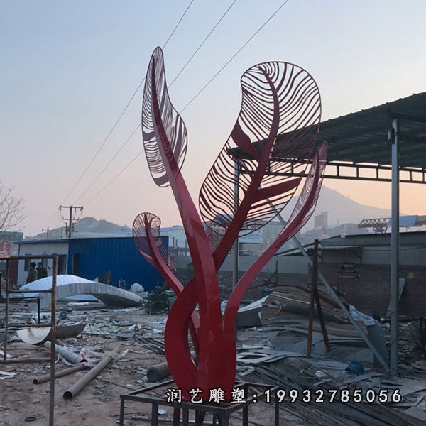 园林不锈钢羽毛景观雕塑