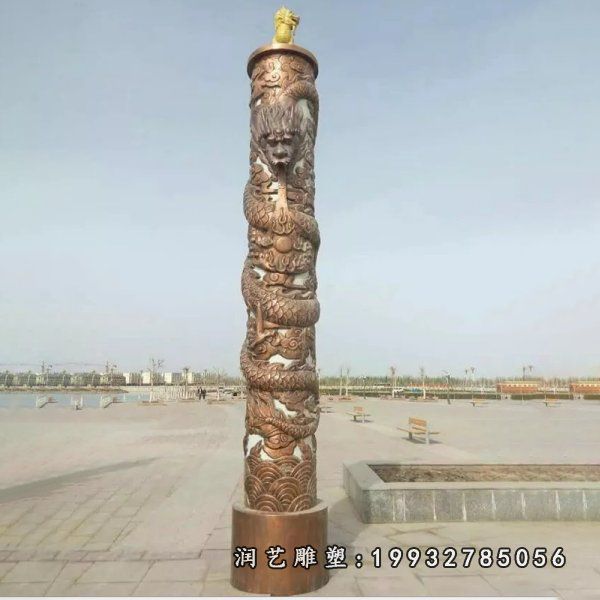 别墅龙柱景观铜雕