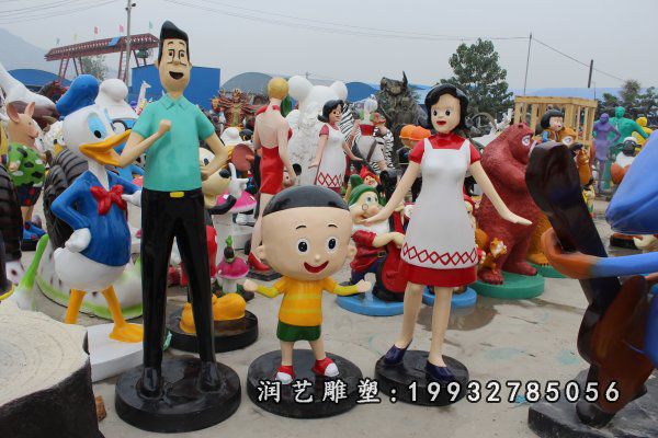 园林玻璃钢大头儿子和小头爸爸卡通雕塑