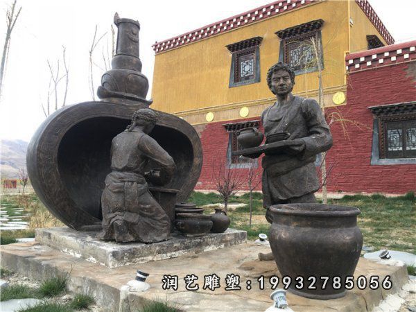 公园店小二人物铜雕