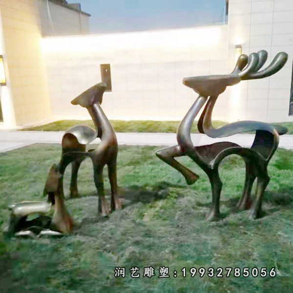 室外鹿动物铜雕
