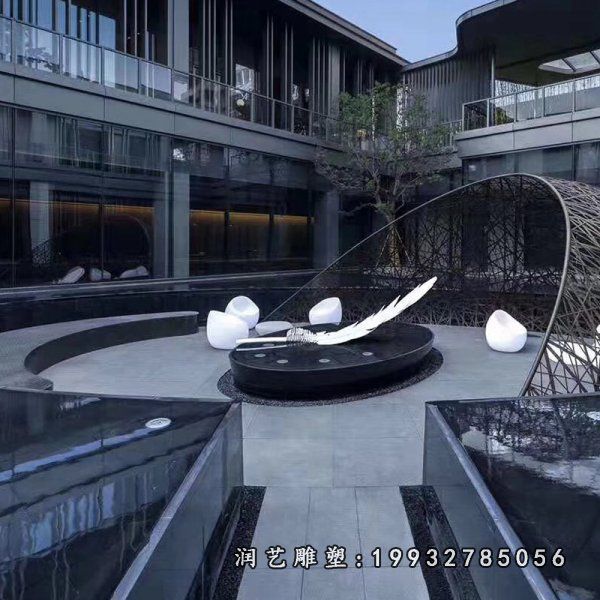户外不锈钢羽毛景观雕塑