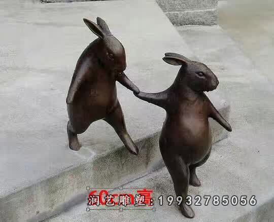 草坪动物兔子铜雕
