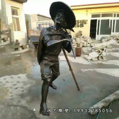 铜雕鱼文化人物雕塑