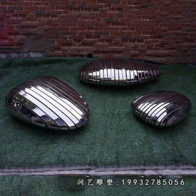 草坪不锈钢鹅卵石雕塑