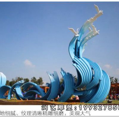 广场不锈钢海浪景观雕塑