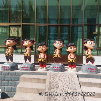 酒店哪吒玻璃钢雕塑