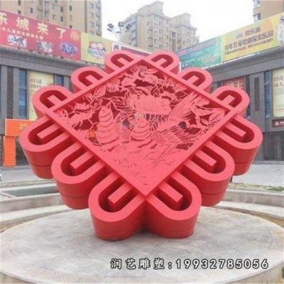 小区不锈钢中国结雕塑
