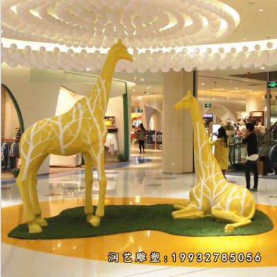 园林玻璃钢长颈鹿动物雕塑