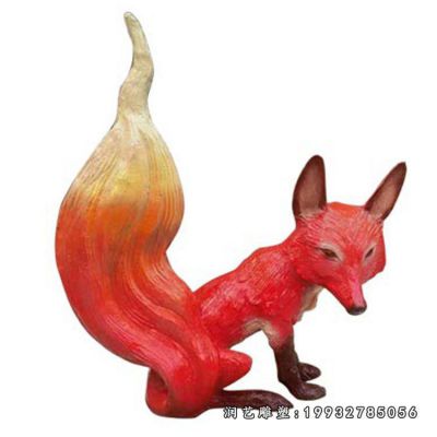 户外玻璃钢狐狸动物雕塑