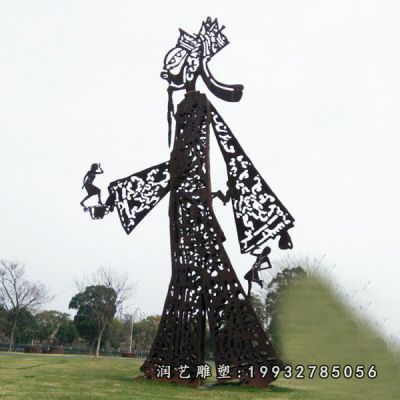 广场不锈钢皮影戏景观雕塑 
