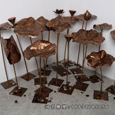 校园荷花景观铜雕