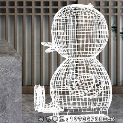绿地不锈钢镂空鸭子动物雕塑