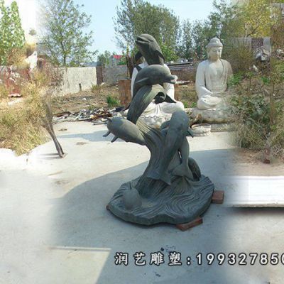 户外海豚动物铜雕