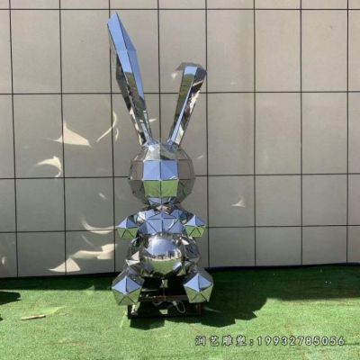 商业街不锈钢兔子动物雕塑