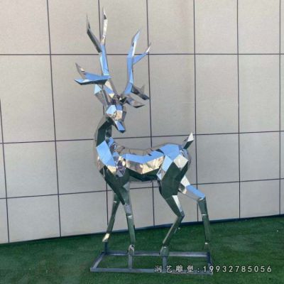 企业不锈钢动物鹿雕塑