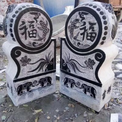 学校景观门墩石雕
