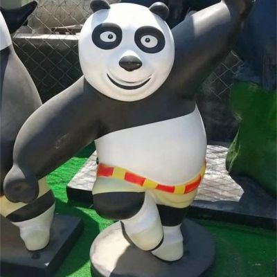 商业街玻璃钢功夫熊猫雕塑